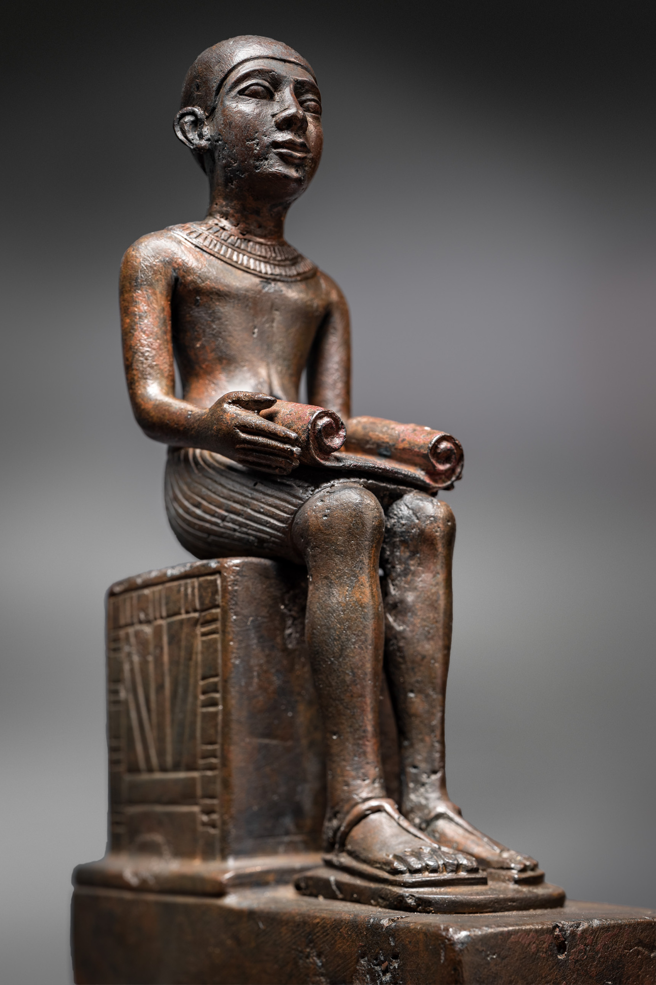 Estàtua del déu Imhotep. Bronze. Dinastía XXVI (664-525 a.C.).