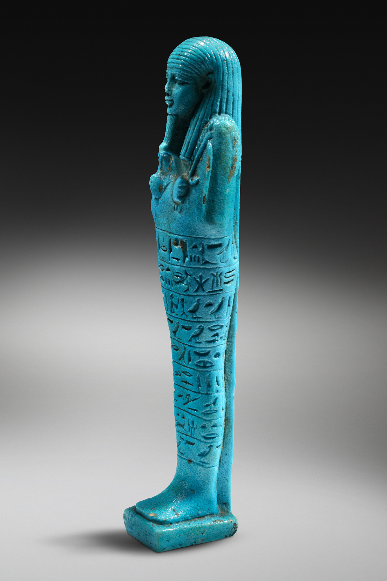 Uixebti de Psamètic
Baixa Època, dinastia XXVI (664-525 aC)
Faiança
Alçada: 18 cm
Inv.: MEB E-648