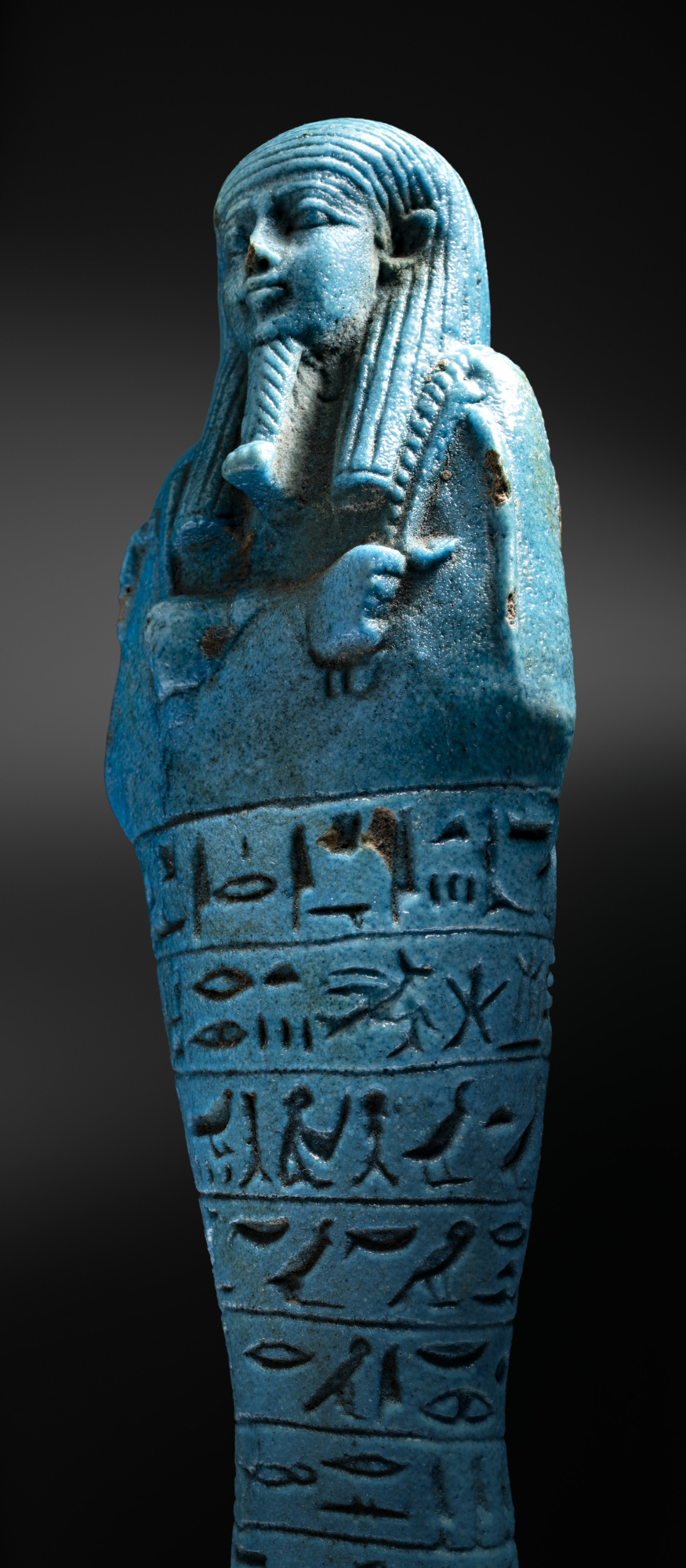 Uixebti de Psamètic
Baixa Època, dinastia XXVI (664-525 aC)
Faiança
Alçada: 18 cm
Inv.: MEB E-648