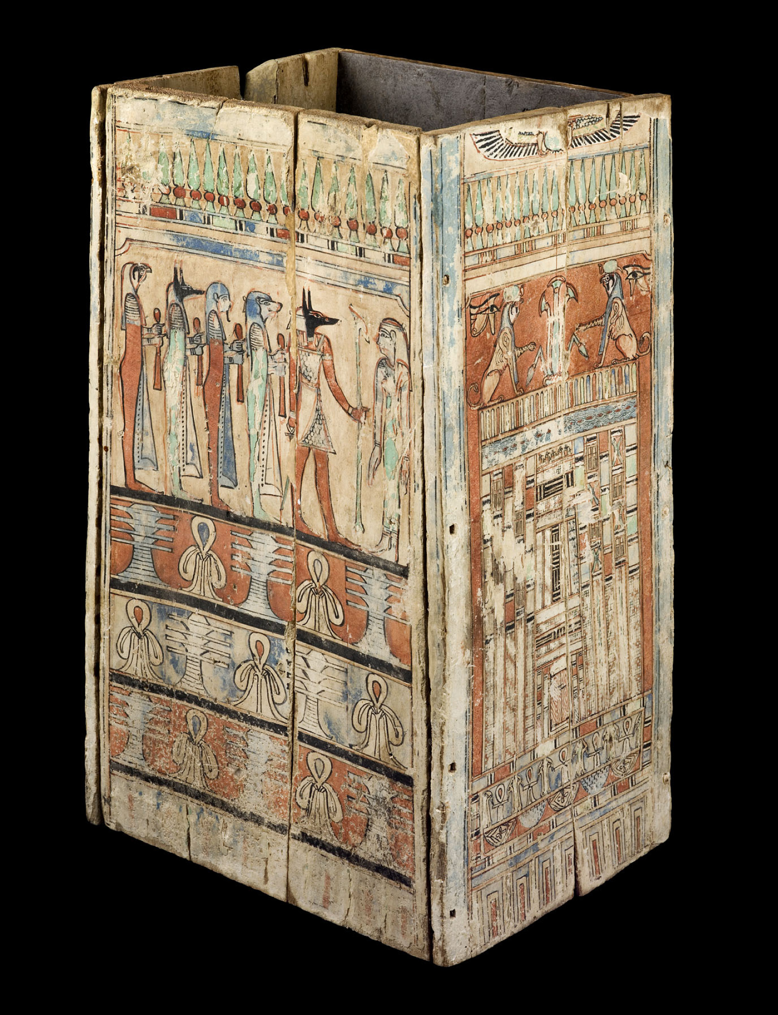 Caixa canòpica
Període Ptolemaic (305-30 aC)
Fusta estucada i pintada
Alçada: 50 cm
Inv.: MEB E-834