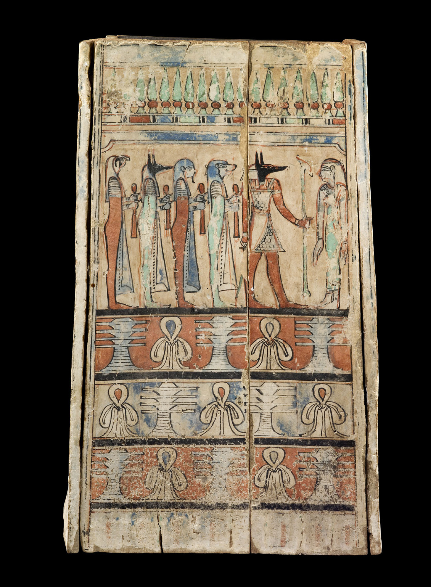 Caixa canòpica
Període Ptolemaic (305-30 aC)
Fusta estucada i pintada
Alçada: 50 cm
Inv.: MEB E-834