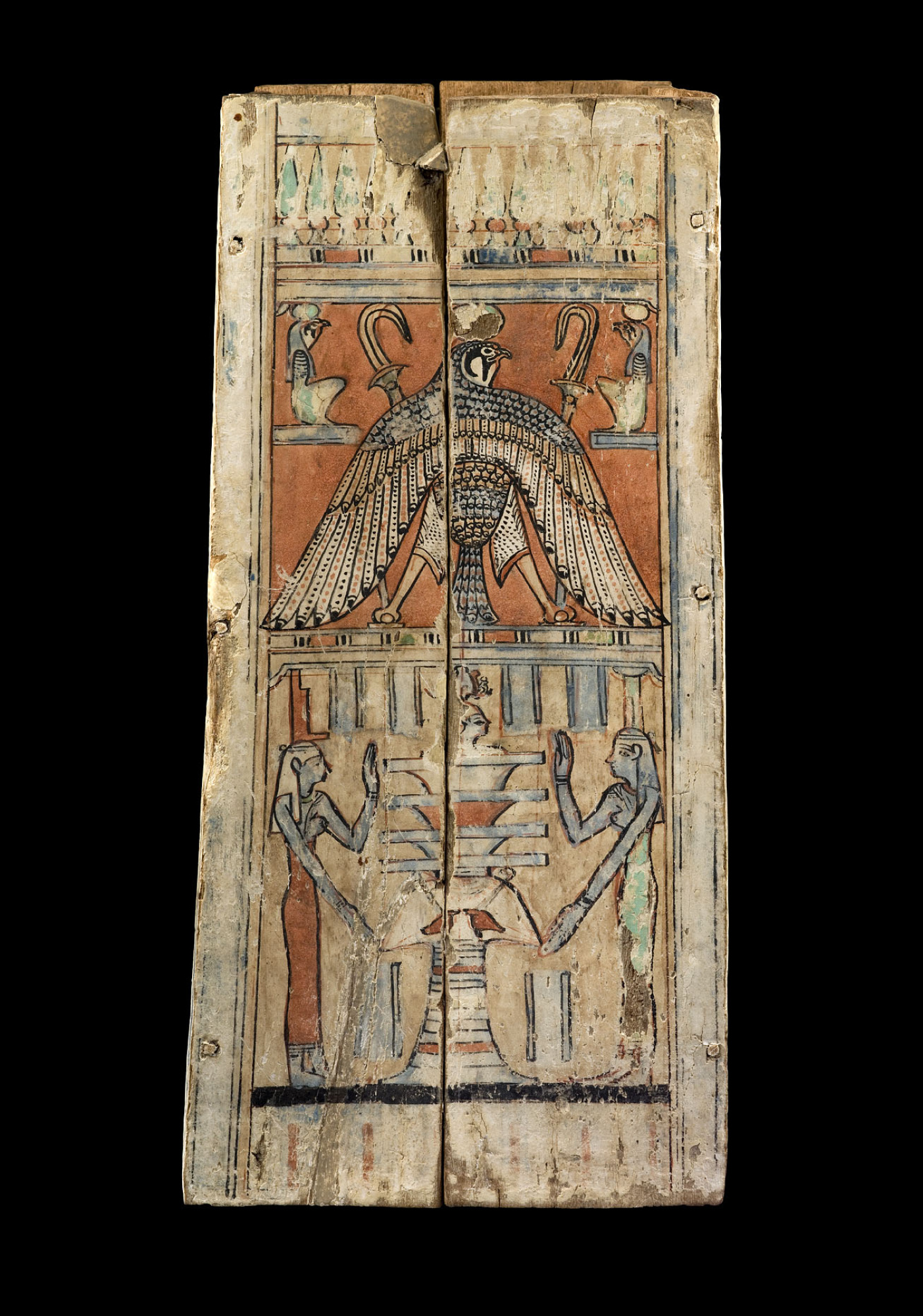 Caixa canòpica
Període Ptolemaic (305-30 aC)
Fusta estucada i pintada
Alçada: 50 cm
Inv.: MEB E-834