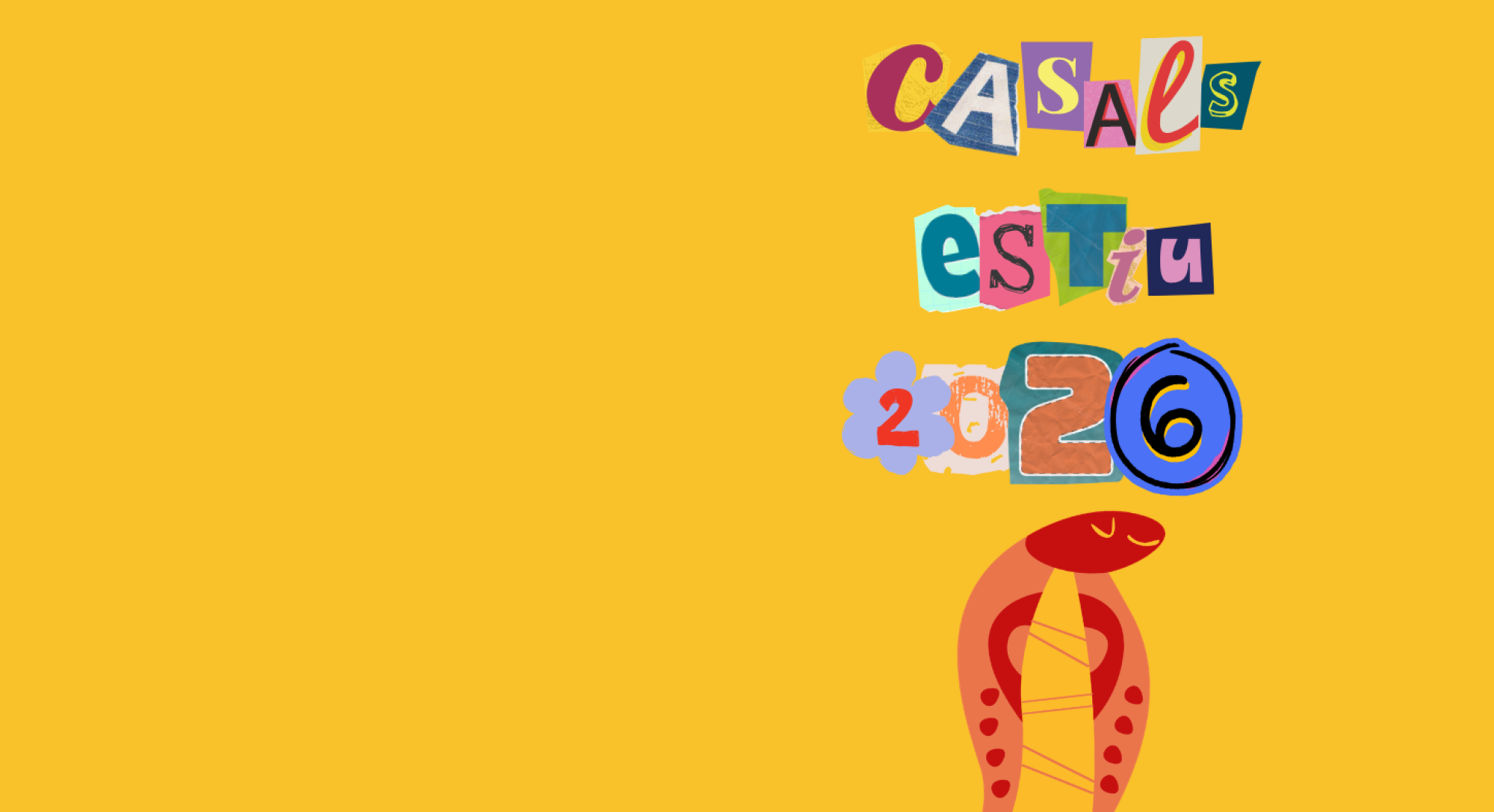 Cartel promocional para los campamentos de verano 2026, con un diseño colorido y llamativo que destaca el evento.