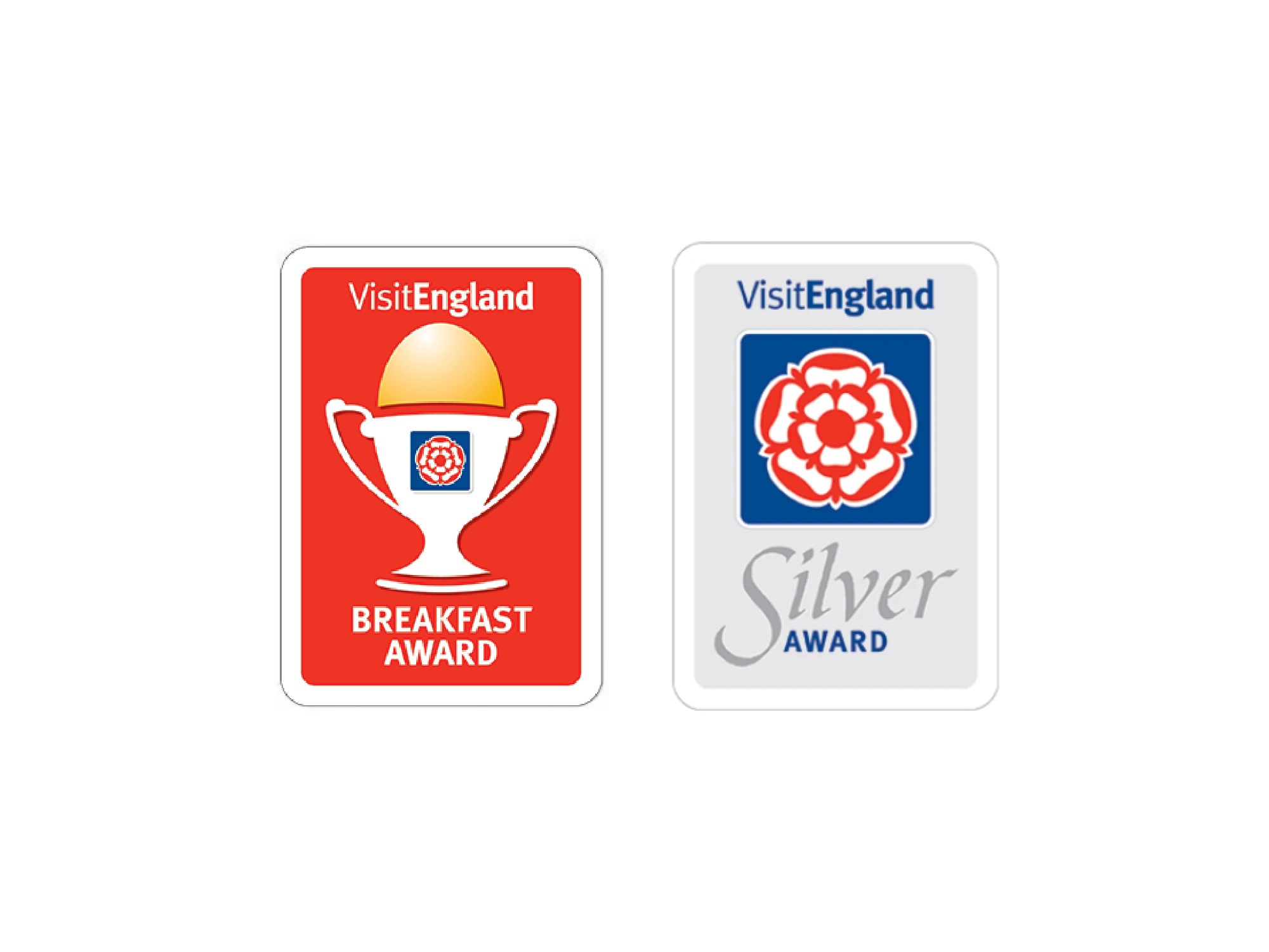 Dos insignias de premios VisitEngland aparecen sobre un fondo blanco.