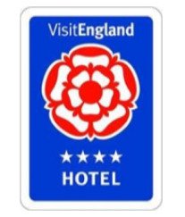 Se muestra el logotipo de VisitEngland con la palabra hotel en un recuadro azul.